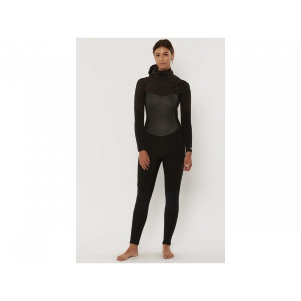 SISSTR Evolution 7 SEAS 5.4mm Eco Wetsuit Chest Zip Neopren mit Haube für Frauen Fullsuit schwarz Größe 10